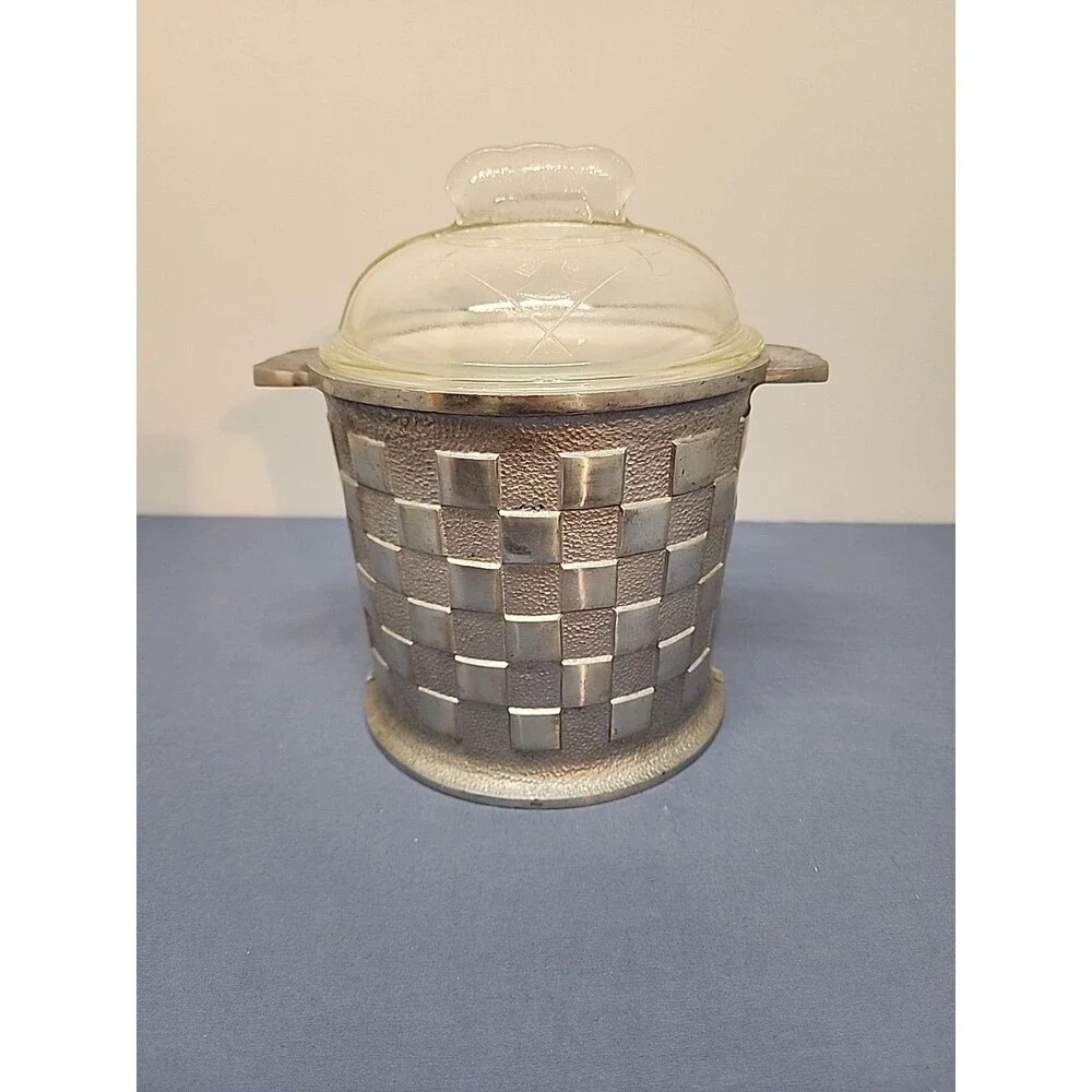 Guardian Service Ware Aluminum Ice Bucket w/ Plastic Liner & Original Glass Lid